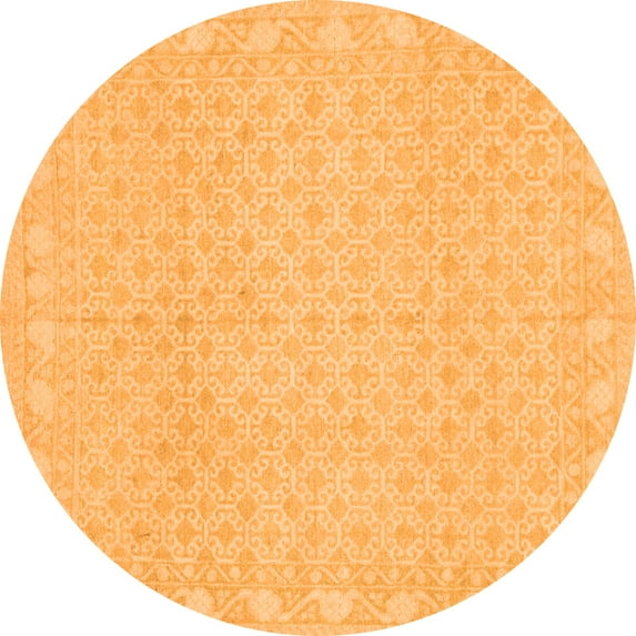 Ahgly Company Indoor Round Oriental Orange Modern Area Rugs, 6' Round