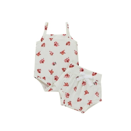 

Seyurigaoka Newborn Camisole Romper + Shorts Snowflake Print Elastic High Waist