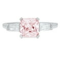 thumbnail image 3 of 1.62 ct Square Emerald Cut Simulated Pink Diamond 3 Stone 14K White Gold Womens Engagement Ring, 3 of 4