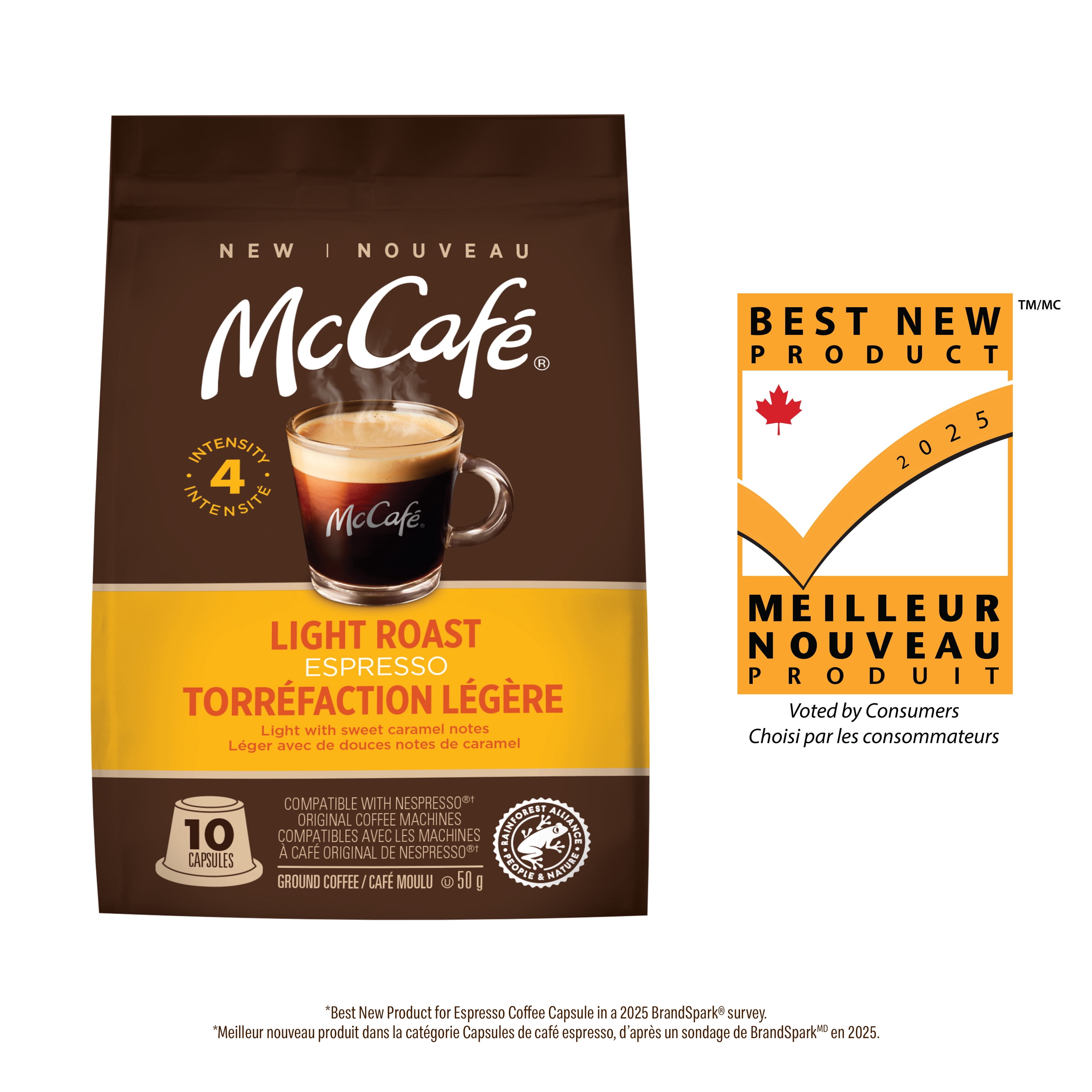 McCafé Espresso Light Roast Coffee Capsules, Nespresso Original