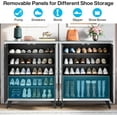 thumbnail image 4 of Tribesigns Shoe Cabinet with Mirrored Doors, Entryway Shoe Storage Organizer with Crystal Crush Diamond, Modern Glass Shoe Storage for Entryway, Hallway, Closet, 4 of 5