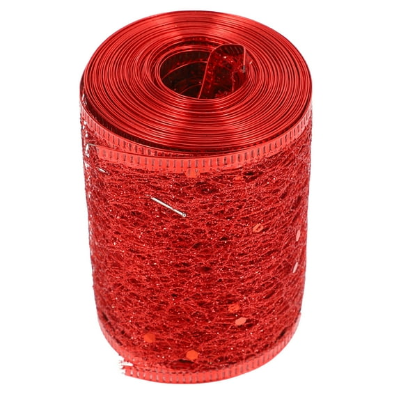 HOOWIFFY Christmas Red Glitter Mesh Ribbon 1 Roll for present Giving and Floral Projects with Wired Edges 236.2in Length