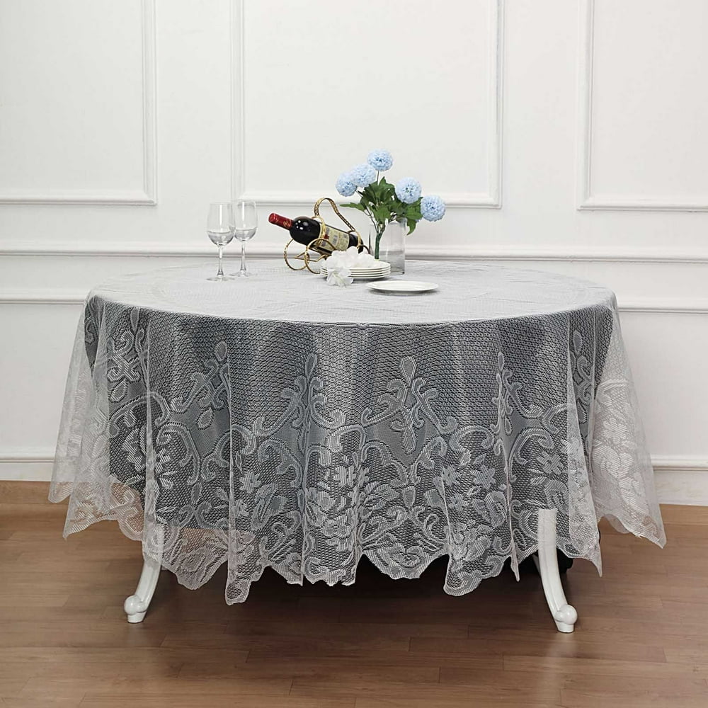 Efavormart 90" IVORY Premium Lace Round Tablecloth For Banquet Party