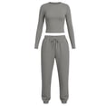 thumbnail image 5 of Chiccall 2 Piece Fall Outfits for Women Stretchy Long Sleeve Crew Neck Crop Top High Waist Drawstring Jogger Pants Matching Lounge Set Tracksuits Set, 5 of 10