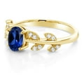 thumbnail image 5 of Gem Stone King 18K Yellow Gold Plated Silver 1.21 Ct Oval Blue Created Sapphire Greek Olive Vine Branch Engagement Ring, 5 of 7