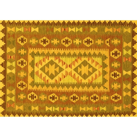 Ahgly Company Indoor Rectangle Persian Yellow Traditional Area Rugs, 5' x 7'