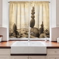 thumbnail image 2 of Ambesonne Beach Kitchen Curtains, Rocks Calm Sepia Art, 55"x45", Beige Brown, 2 of 3