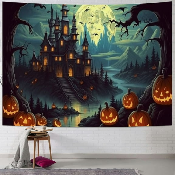 BCIIG Halloween Tapestry Horror Tapestry Pumpkin Aesthetic Tapestries Wall Hanging for Bedroom Living Room Dorm 40x30inch