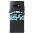 thumbnail image 1 of DistinctInk Clear Shockproof Hybrid Case for Samsung Galaxy Note 8 - TPU Bumper Acrylic Back Tempered Glass Screen Protector - Think My Attitude Stinks Smelly My Hockey Bag, 1 of 5