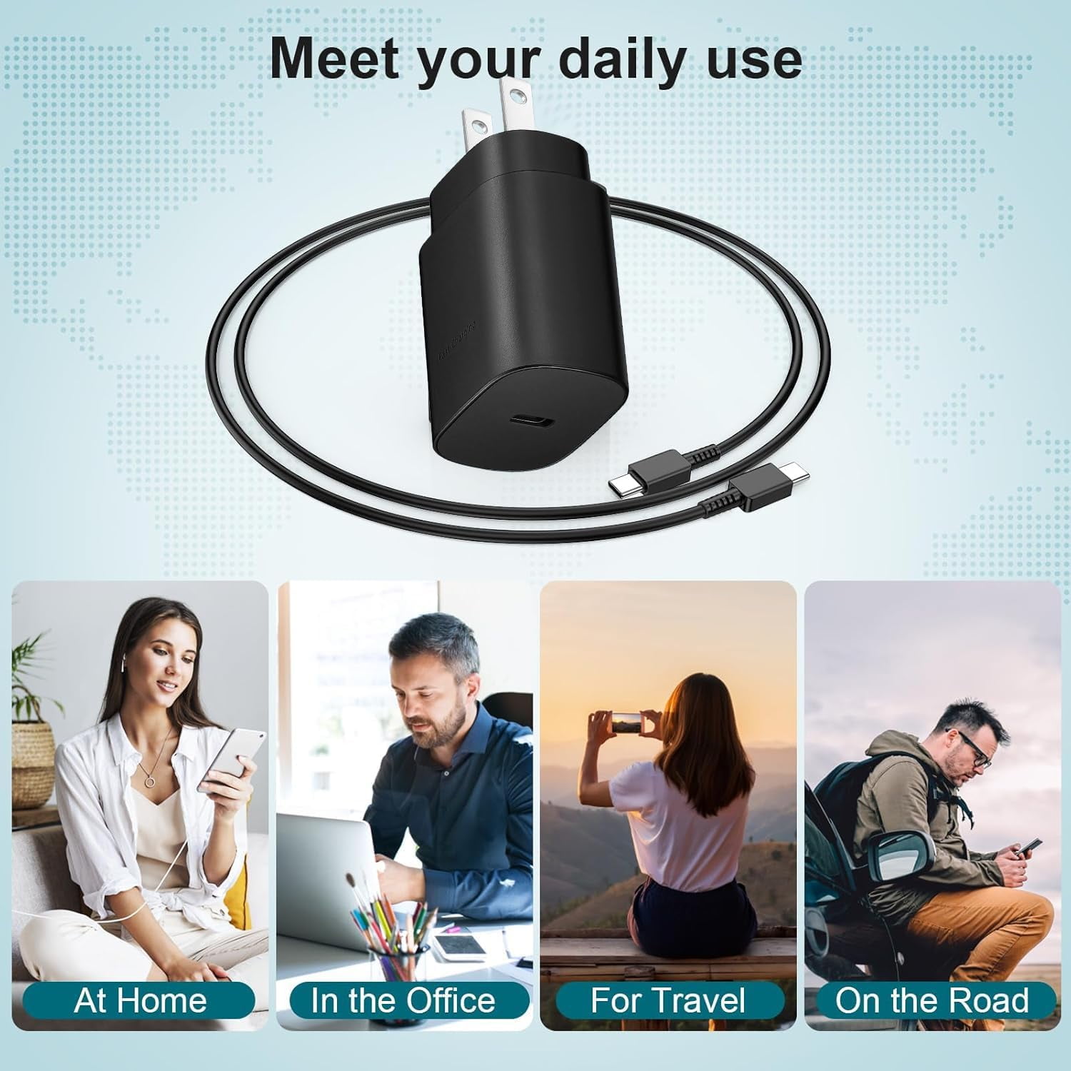 45 W USB C Charger Block,Super Fast Charge Type-C Adapter, USB Wall Charger for Samsung S22/22 +/S21/S20, and More. (Black) (609)