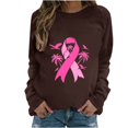 thumbnail image 2 of CLOISE Cancer Sweatshirt Women Breast Cancer Awareness Sweatshirt Ribbon Pink Crew Neck Long Sleeve Shirts Cancer Fight Blouses Comfy Pullover Tops in October Clothes Brown XL, 2 of 4