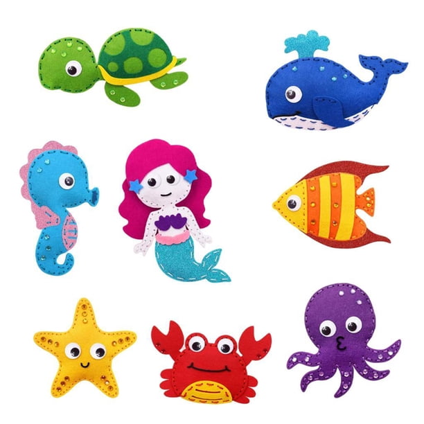 Minnieouse Kit de costura de fieltro manualidades DIY arte de costura educativo animales marinos Disfraces de disfraces Animales marinos