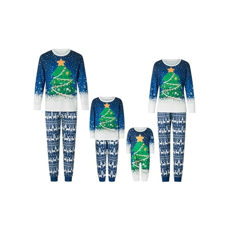 

Huakaishijie Christmas Family Pajamas Matching Set Christmas Tree Print Top Pants Holiday Matching Family Sleepwear Pjs