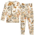 thumbnail image 2 of FORMRS Long Sleeve Top and Pants Pajama Set for Niños 2-Piece Sleepwear, Sizes 18M-8Y, Forest Pattern, 2 of 6