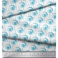 thumbnail image 2 of Soimoi Blue Japan Crepe Satin Fabric Eyes Face Print Sewing Fabric BTY 42 Inch Wide, 2 of 3