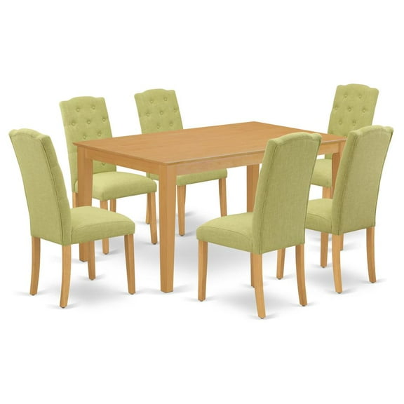 East West Furniture Dining Room Set Oak, CACE7-OAK-07