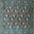 thumbnail image 1 of Ahgly Company Indoor Square Oriental Light Blue Industrial Area Rugs, 5' Square, 1 of 4