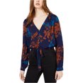thumbnail image 1 of Sage The Label Blusa con botones y dobladillo anudado para mujer, azul, grande, 1 of 1