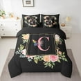 thumbnail image 2 of Homewish Child Initial C Letter Twin Bedding Sets 7-Piece, Butterfly Animal Bedding Comforter Set, Rustic Cartoon Rose Floral Reversible Sheet Sets, Super Cozy Room Decor, 2 of 7