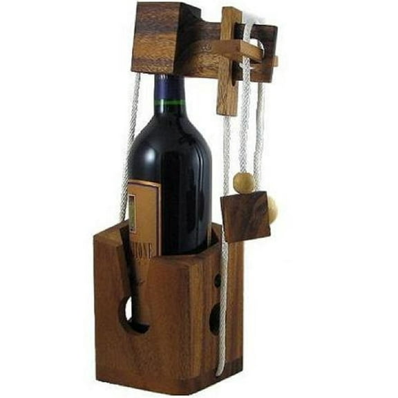 Think-n-Drink - Wooden Wine Bottle Puzzle Brain Teaser
