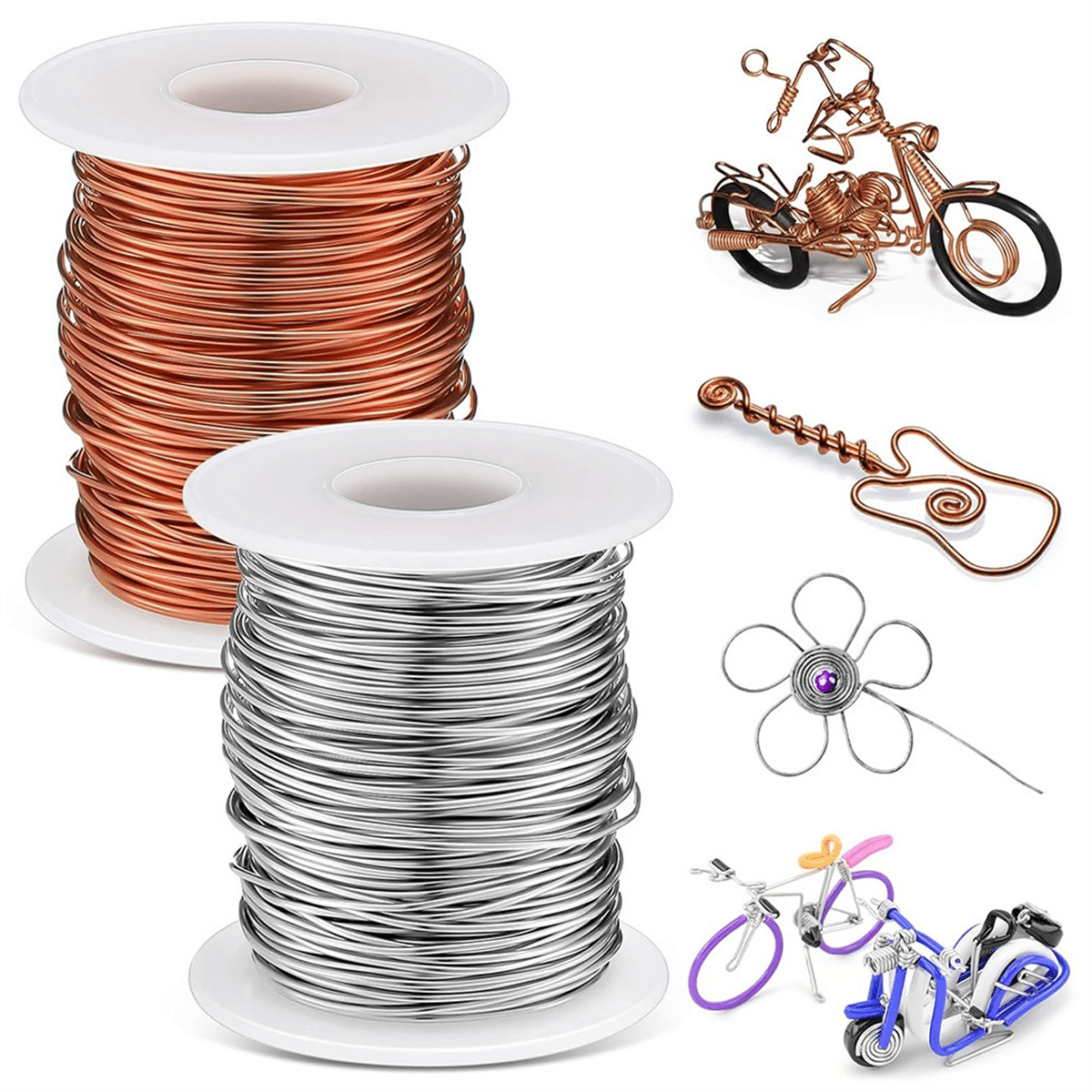 TOP! 300 Ft 2 Rolls 18 Gauge Copper Wire Aluminum Craft Wires for Sculpting, Armature, Jewelry Making, Gem Metal Wrap