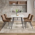 thumbnail image 4 of Mid Century Modern Upholstered Dining Chairs, 2 Pack Leather Upholstered Dining Chairs, Armless Kitchen Chair with Back & Metal Legs for Dining Room/Reception Waiting Room/Bedroom, 4 of 7