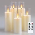 thumbnail image 1 of Yeelida Acrylic Flameless Flickering Candles with Remote Control and Timer, Battery Operated LED Fake 2.2" x 5",6",7",8",8" Plastic Pillar, 1 of 6