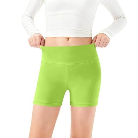 Kids Running Shorts Girls Athletic Bike Shorts Dance Yoga Running Soccer Short Leggings Kids Compression Exercise Shorts Green 7-8Y