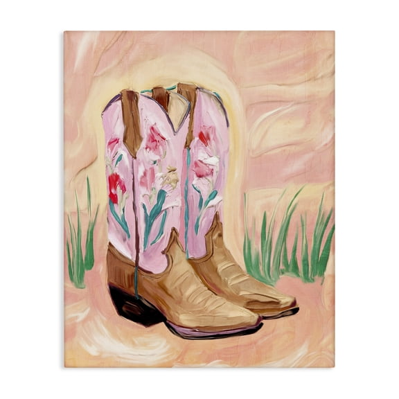Floral Pinks Boots Canvas Wall Art, design by Kim Allen