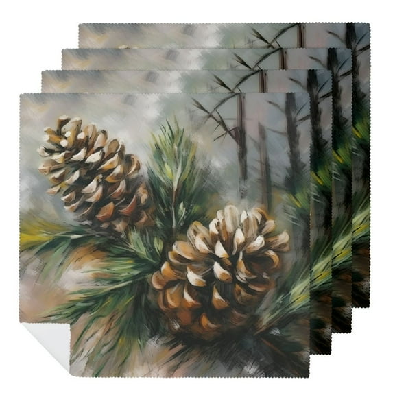 JRXY Pine Cone Christmas Cloth Napkins Home Decor Polyester Kitchen Dining Table Napkins Set of 6 2 PCS