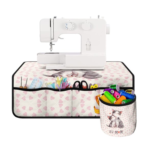 HELLHERO with Storage Cylinder Sewing Machine Mat Dustproof Mat Waterproof Fabric Polyester for Most Sewing Machine Table, Thanksgiving Day