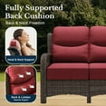 thumbnail image 4 of Hillga Wicker Outdoor Loveseat Sofa with Cushions for Backyard,Red, 4 of 8