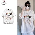 thumbnail image 3 of Camiseta Kawaii de Hello Kitty de Anime Sanrio Y2K para niñas, 100% de algodón de manga corta, Top informal holgado, regalo para pareja, 3 of 4