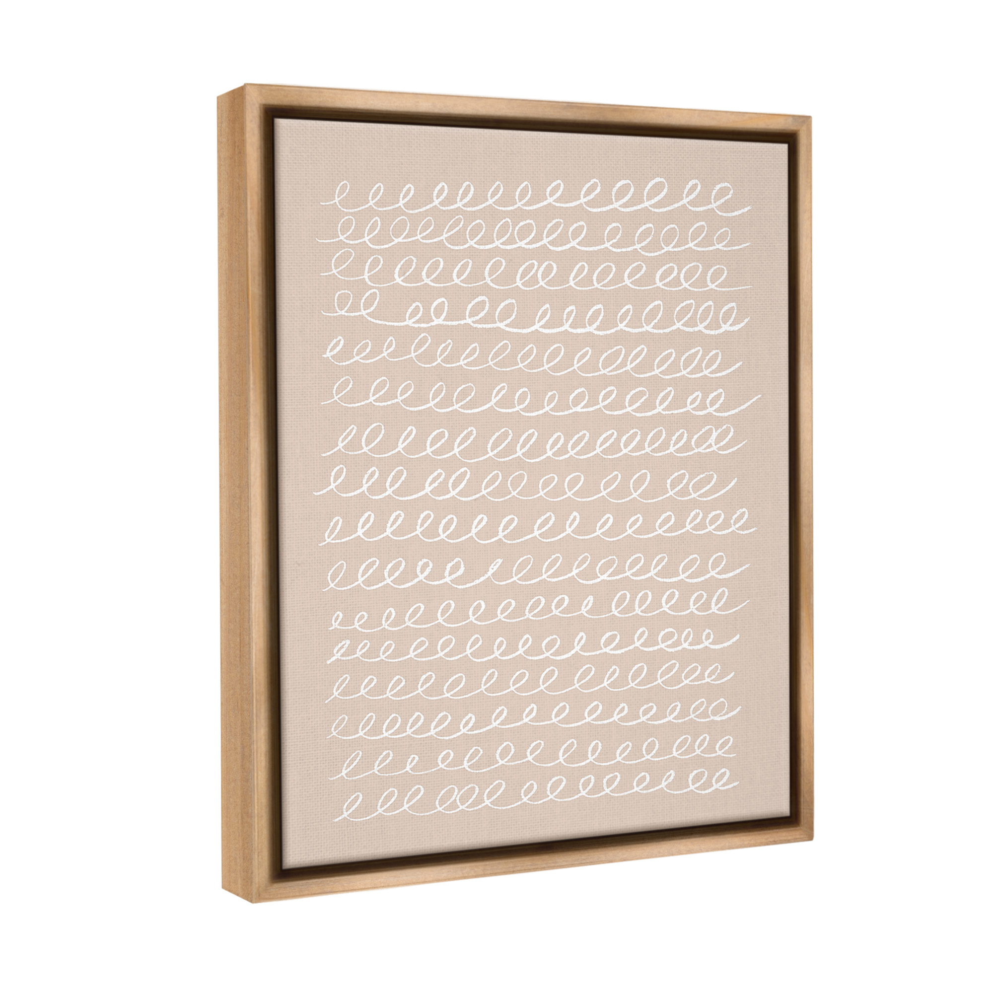 Stupell Industries Modern Beige Squiggle Abstract Painting Brown Floater Framed Canvas Art Print Wall Art, 17 x 21