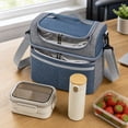 thumbnail image 4 of Portable Lunch Cooler Bag Insulated Lunch Box Tote With Strap Handle Thermal Food Storage Organizer Office Travel Picnic Camping Outdoor Reusable Meal Carrier Storage Bag, 4 of 7