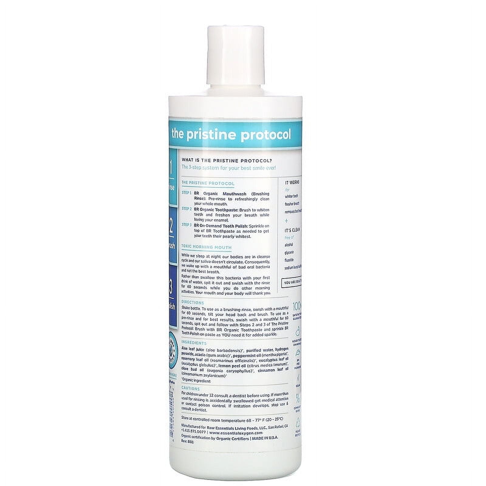 Essential Oxygen, BR Organic Mouthwash Brushing Rinse, Peppermint, 16 fl oz Pack of 4