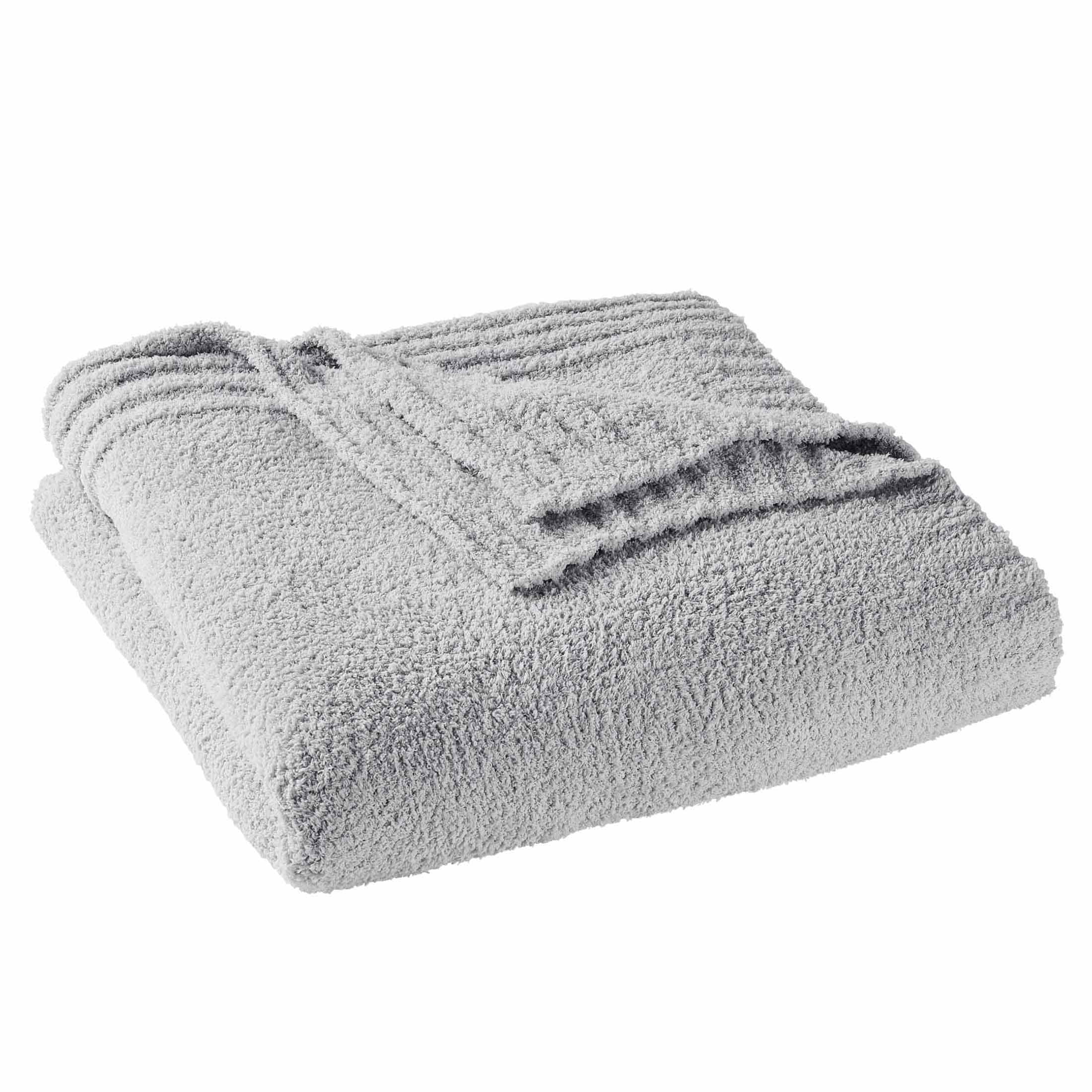 (2 pack) Better Homes & Gardens Cozy Knit Blanket, Light Grey, King