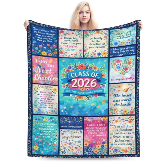 Class of 2026 Graduation Inspirational Blanket Gift Throw Blanket Cozy Soft Graduate Celebration Home Decor Gift for Students Seniors 50x40