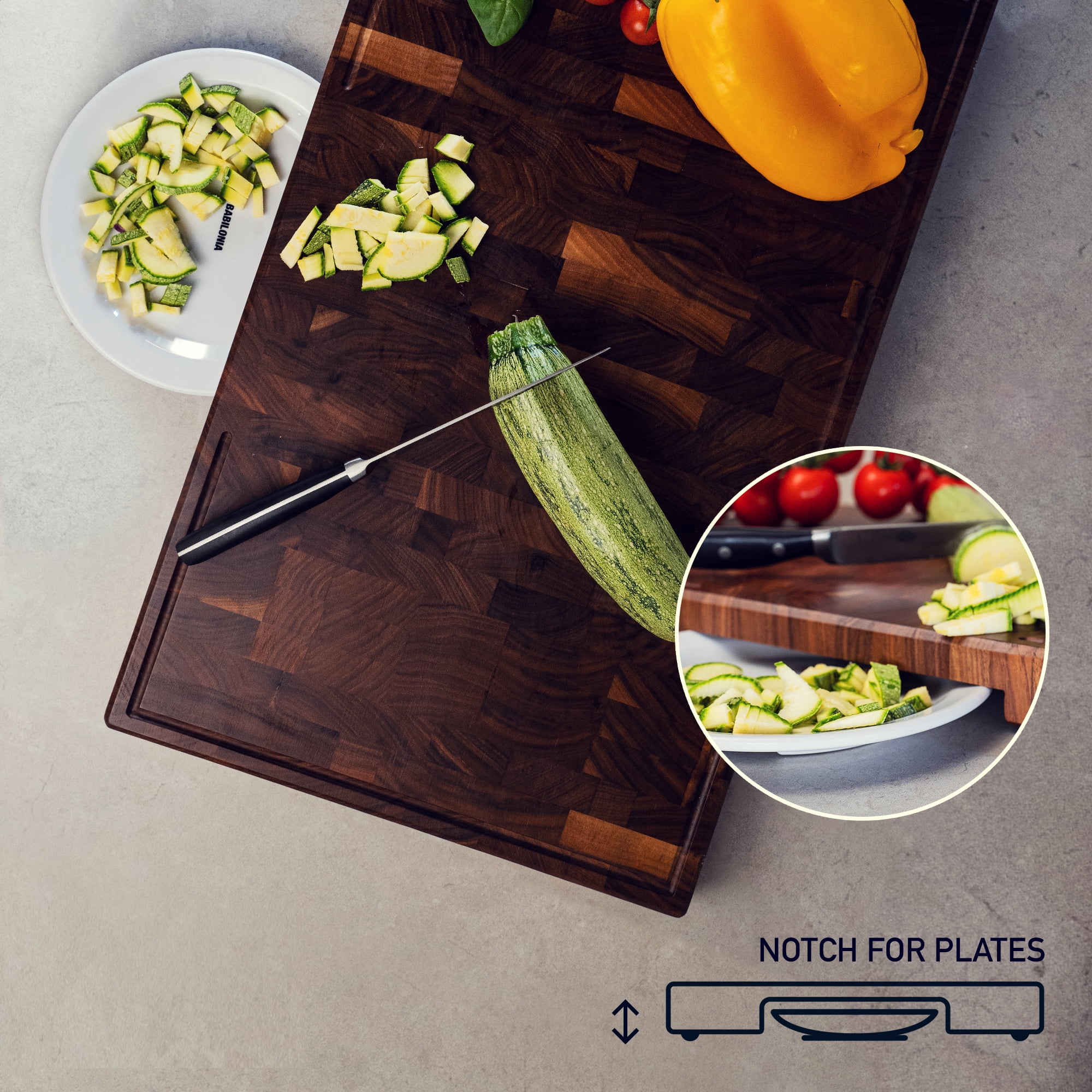 American Black Walnut Cutting Board - 15.7 x 10.2 x 1.7 inch End Grain Wood Chopping Board, Butcher Block (Oil & Plate Included)