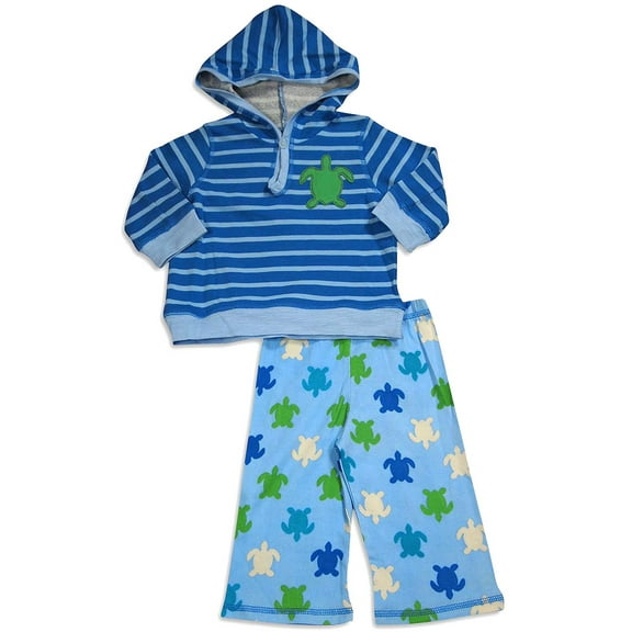 Pepper Toes - Baby Boys Long Sleeve Turtles Hoody Pant Set 30346-18Months (BLUE)