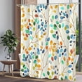 thumbnail image 2 of Boho Floral Shower Curtain for Bathroom, Colorful Leaves Fabric Shower Curtain, Abstract Watercolor Cute Botanical Decorative Shower Curtain Set with Hooks, 72x72, 2 of 6
