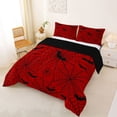 thumbnail image 2 of Homewish Gothic Halloween Spider Web Full Size Comforter Sets,Bat Spooky Pattern Bedding Comforter Set,Red Black,Black Reversible,3pcs,1 Comforter and 2 Pillowcases, 2 of 7