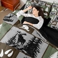 thumbnail image 3 of Castle Fairy Vintage Hunting Animal Deer Full Size Bedding Sets 7 Pieces for Teens,Rustic Compass Pine Tree Full Size Bed in a Bag,Green Brown Gray,Black Reversible, 3 of 7