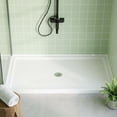 thumbnail image 1 of YUSAZENS 60x32 Inch Non-Slip Acrylic Shower Base Single Threshold with Center Drain Stainless Steel Cover Drain Assembly Shower Pan Kit for Shower Enclosure White, 1 of 8