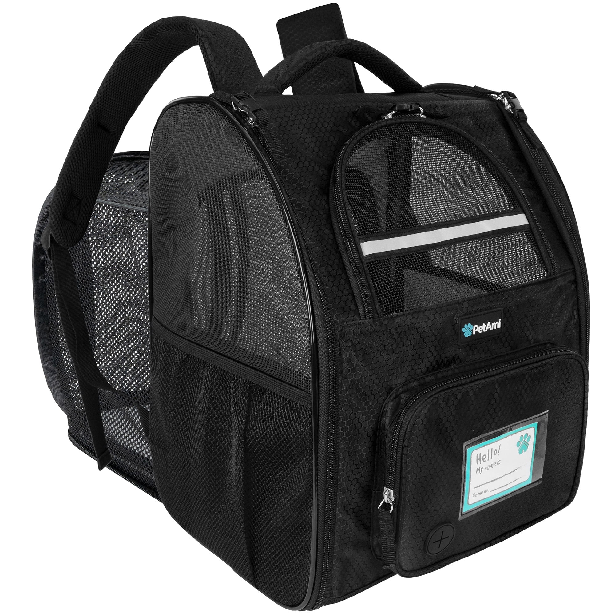 PetAmi Expandable Dog Backpack Carrier for Cats & Pets, Breathable Cat Carrier Backpack with Top Window & Multi-Entry, Ventilated Foldable Travel Carrier for Small Medium Pets up to 18 lbs, Black