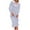 Blue, variant on MIUOWANP Casual Dresses for Women 2024 Women's Striped Long Sleeve Dress V Neck Collared Side Slit Casual Beach Maxi Dresses