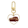 thumbnail image 1 of Deep Red Classic Cars silueta patron Llavero de metal en forma de corazón dorado, 1 of 3