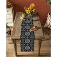 thumbnail image 5 of Black Geometric Burlap-Cotton Table Runner 48 Inches Long,Contemporary Abstract Art Farmhouse Table Runners,Outdoor Dining Tablecloths Decor for Baby Shower Party Wedding 13x48, 5 of 9