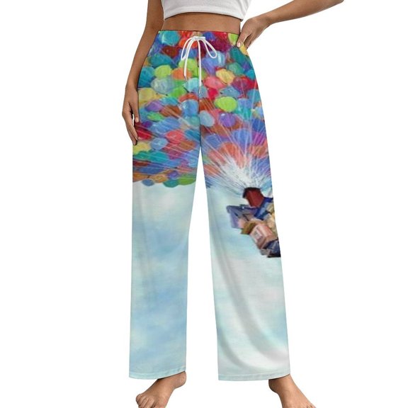 Up Balloons House Sky Pajama Pants Loose Pajamas Female Breathable Home Trousers Leisure Sleeping Pants Large Size