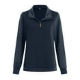 thumbnail image 4 of Futezty Womens Fashion Quarter Zip Stand Sweatshirts Long Sleeve Plain Casual Ladies Pullovers Shirts Tops, 4 of 5
